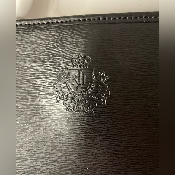 Ralph Lauren Black Tote Shoulder Purse With Charm - Picture 2 of 9